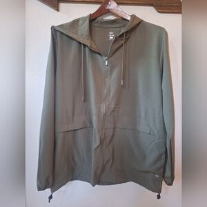 LEG3ND Olive Full Zip Jacket Hooded Athletic Light Weight Womens M